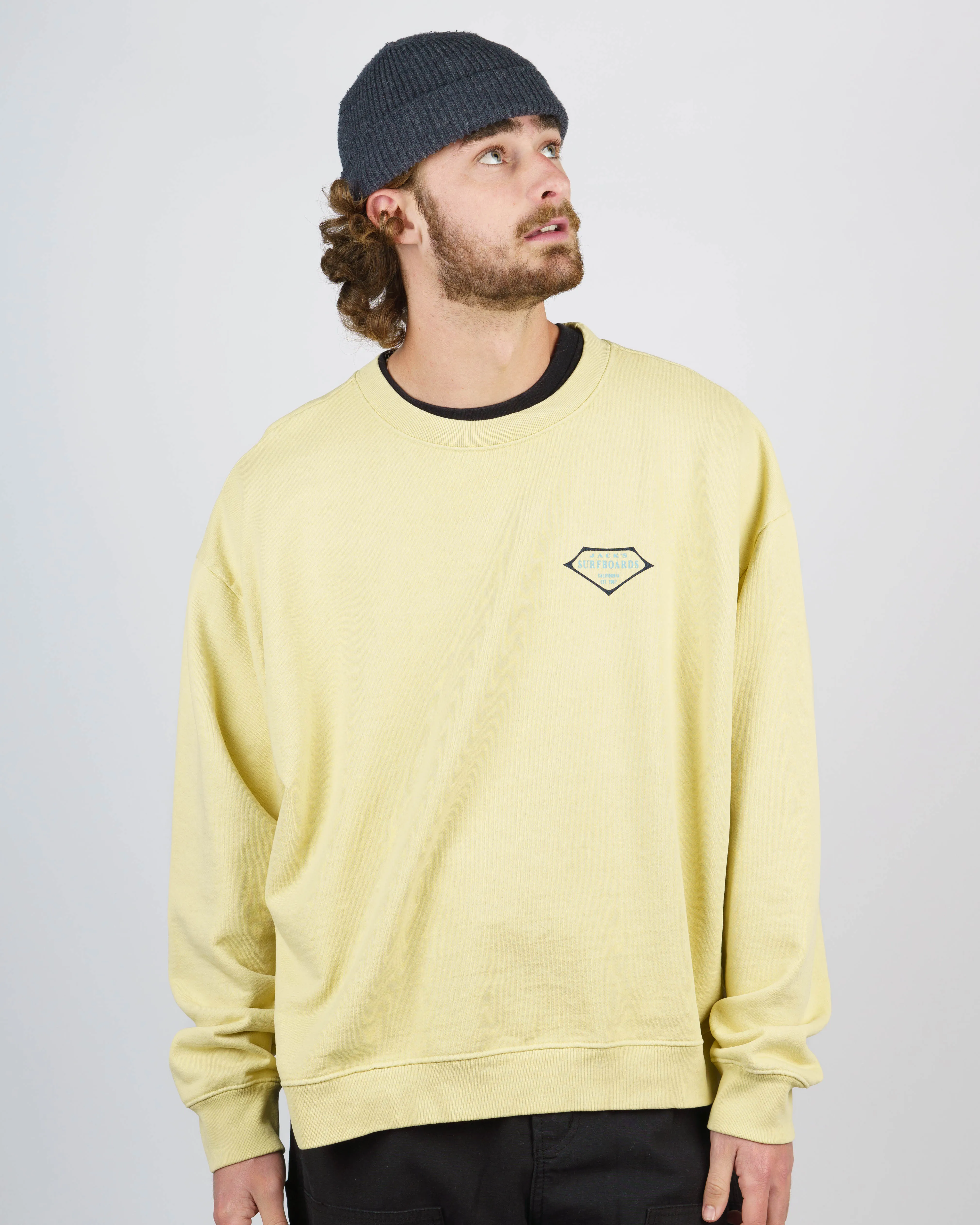 Retro Lam Schweres Crewneck - Gelb