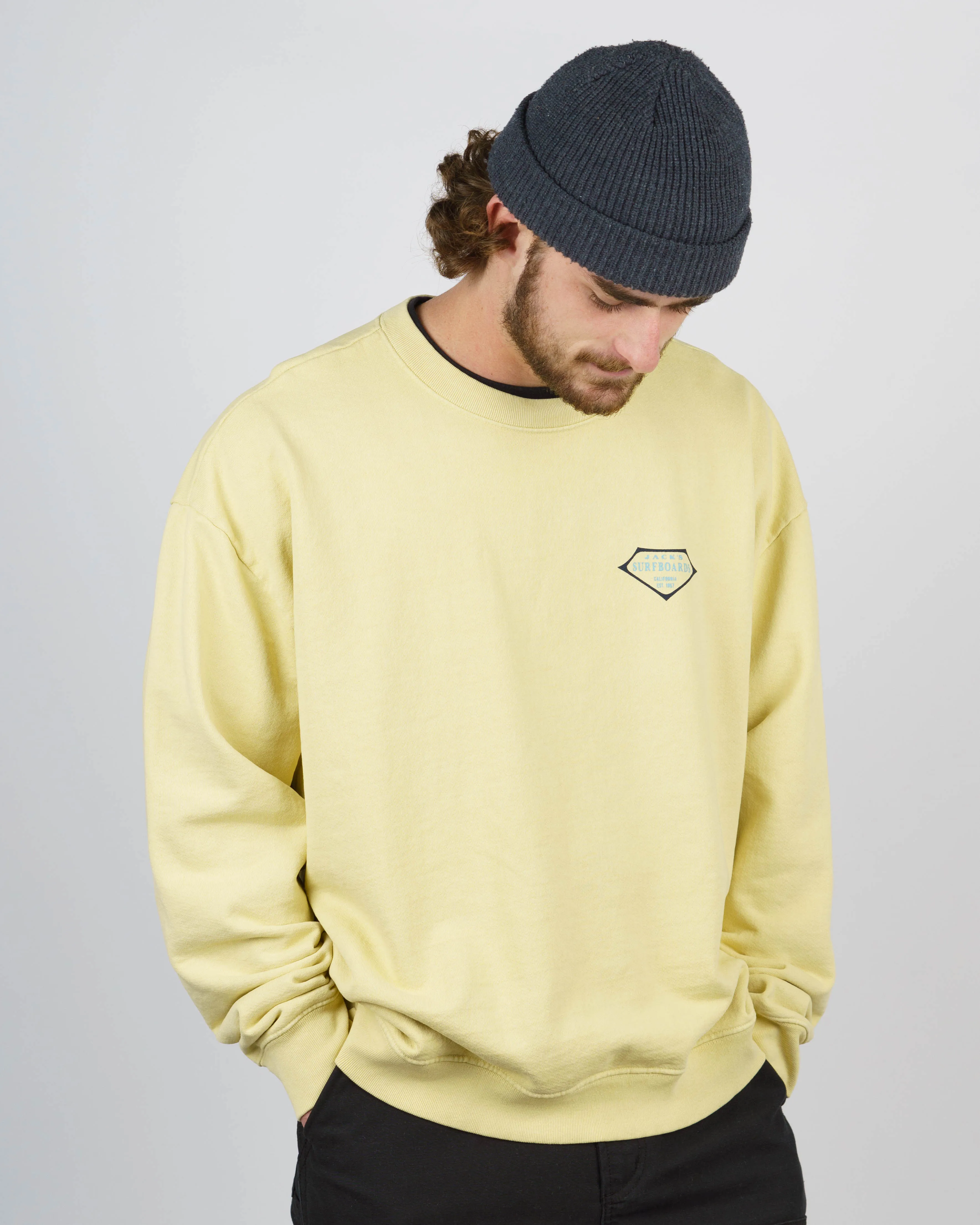 Retro Lam Schweres Crewneck - Gelb