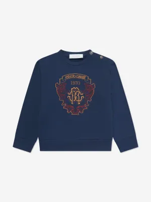 Roberto Cavalli Boys Logo Sweatshirt in Blau