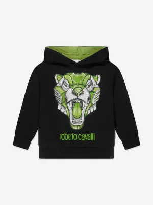 Roberto Cavalli Jungen Tiger Kapuzenpullover in Schwarz