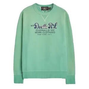 RRL von Ralph Lauren gefärbtes Logo-Fleece-Sweatshirt Türkis