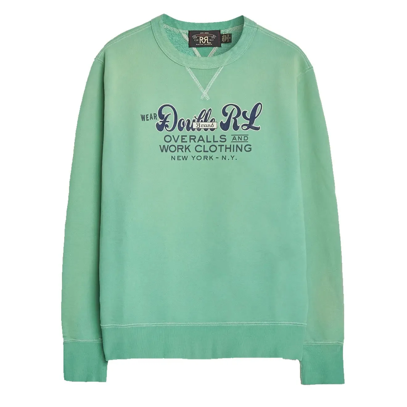 RRL von Ralph Lauren gefärbtes Logo-Fleece-Sweatshirt Türkis