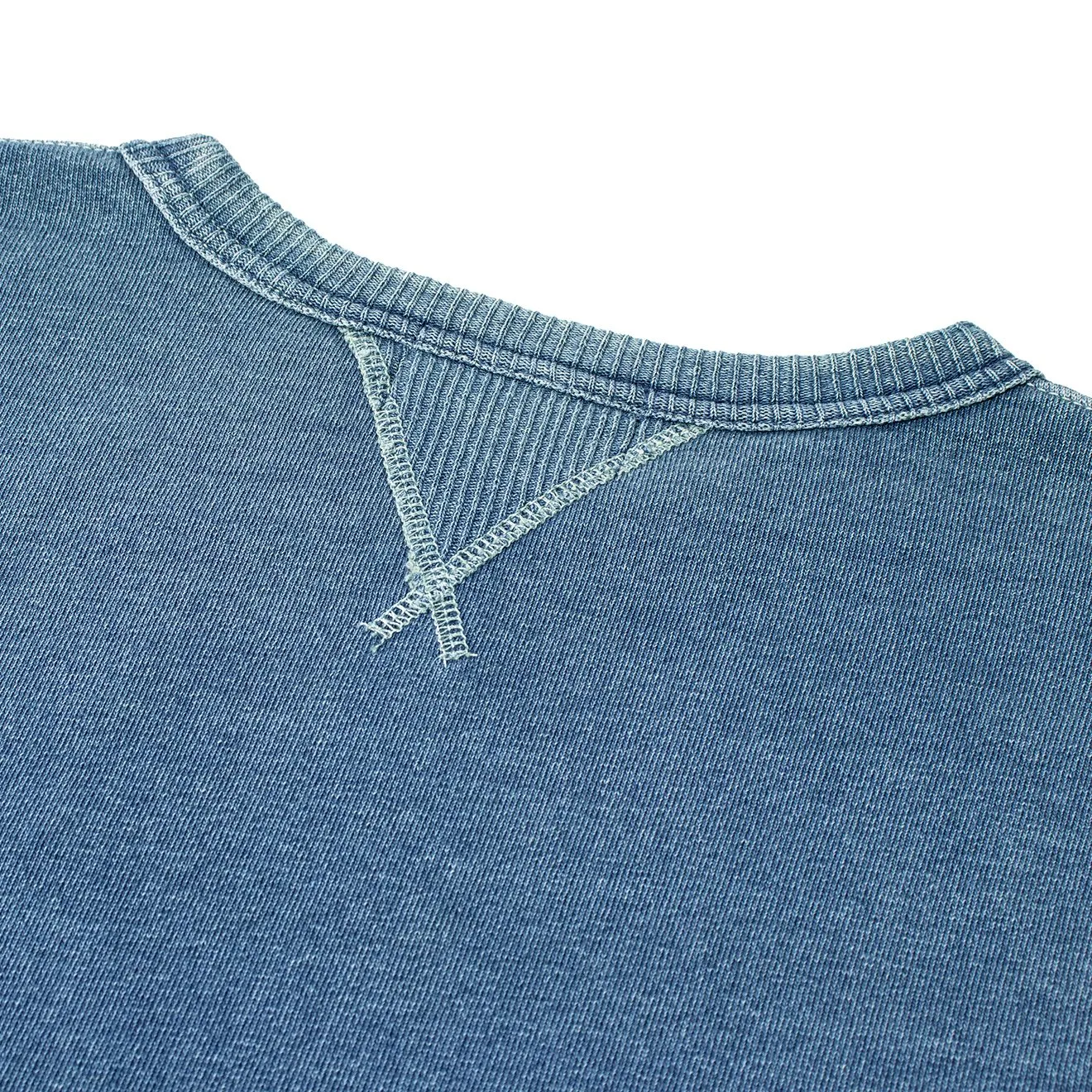 RRL von Ralph Lauren Langarm-Sweater mit doppeltem V-Ausschnitt in gewaschenem Blau-Indigo