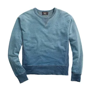 RRL von Ralph Lauren Langarm-Sweater mit doppeltem V-Ausschnitt in gewaschenem Blau-Indigo