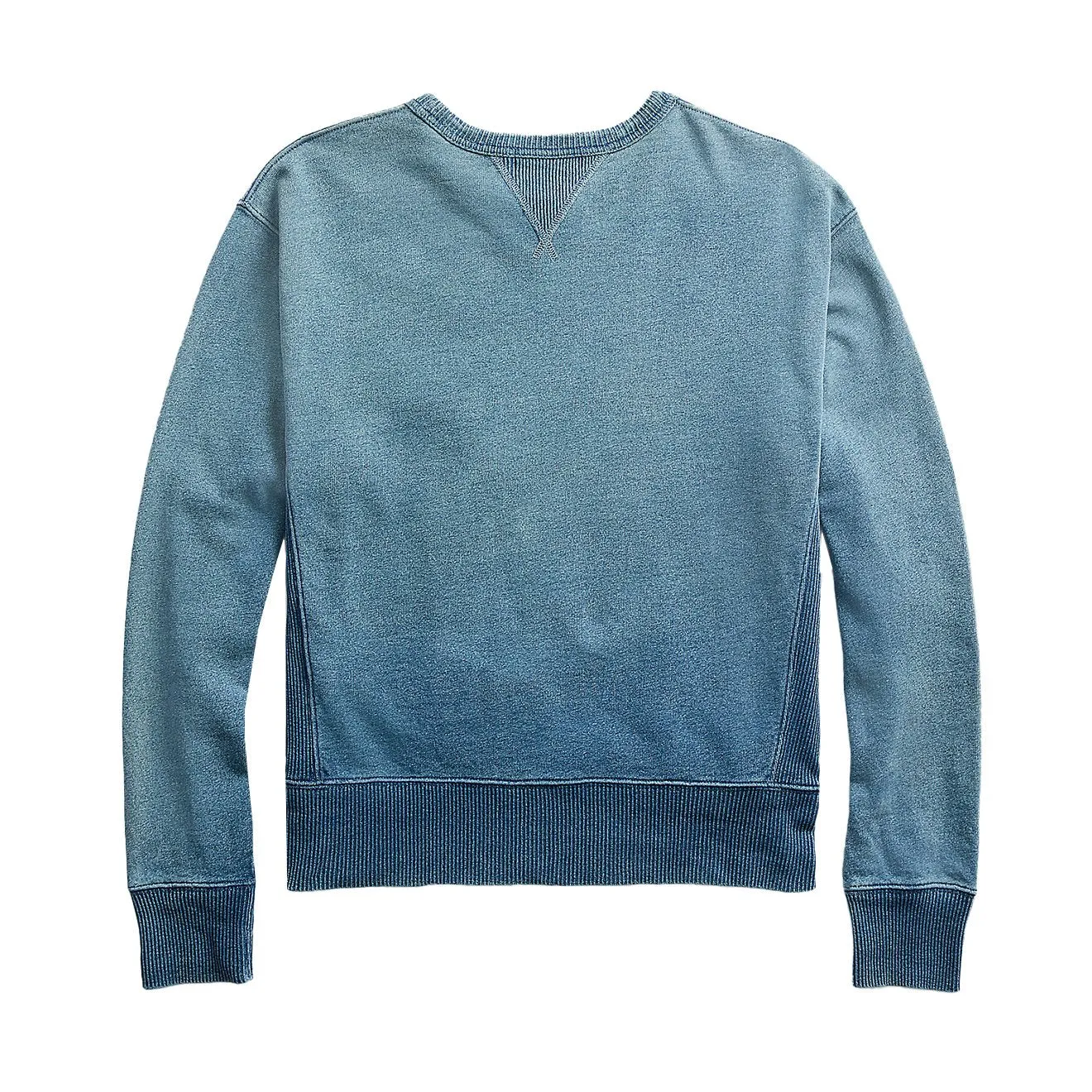 RRL von Ralph Lauren Langarm-Sweater mit doppeltem V-Ausschnitt in gewaschenem Blau-Indigo