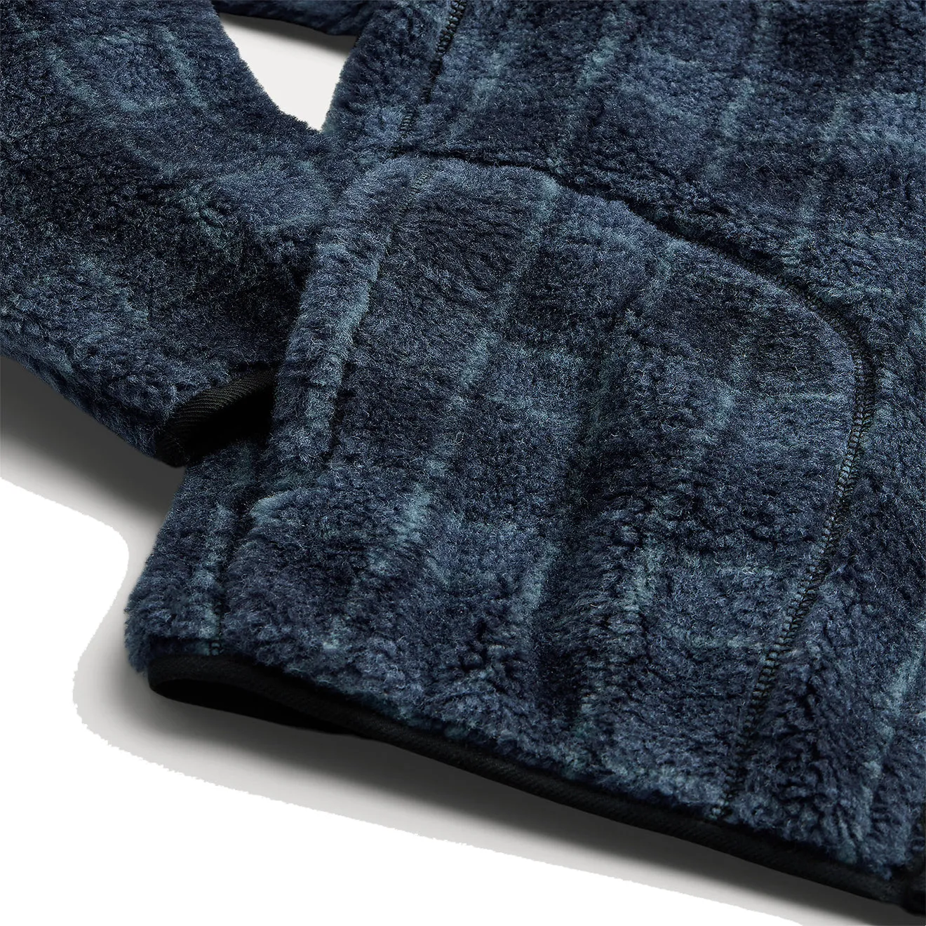 RRL von Ralph Lauren Karo-Wollmischung-Pile-Fleece-Jacke Marineblau Karo