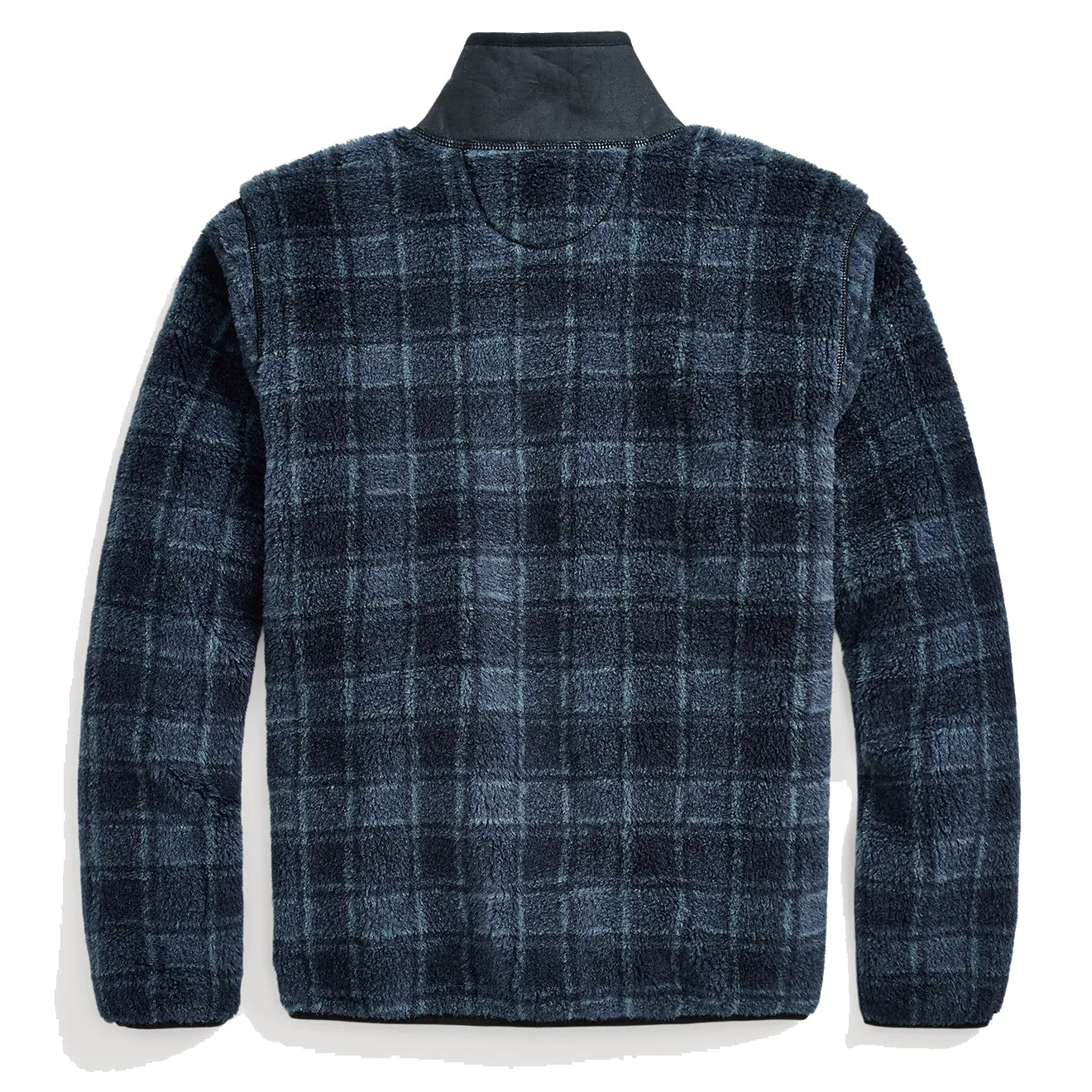 RRL von Ralph Lauren Karo-Wollmischung-Pile-Fleece-Jacke Marineblau Karo