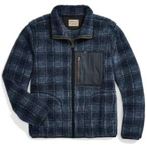 RRL von Ralph Lauren Karo-Wollmischung-Pile-Fleece-Jacke Marineblau Karo