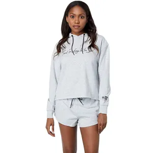 Sandfarbener Cropped Hoodie - Athletic Heather
