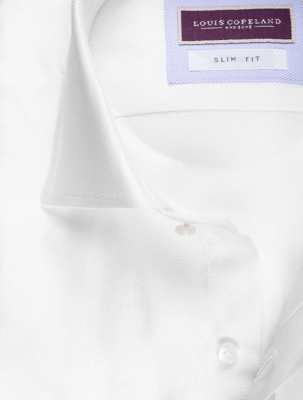 Slim Fit Thomas Mason Köper Doppelmanschette Weiß