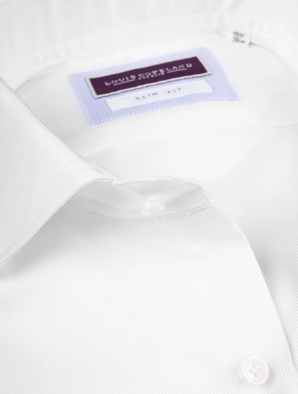 Slim Fit Thomas Mason Köper Doppelmanschette Weiß