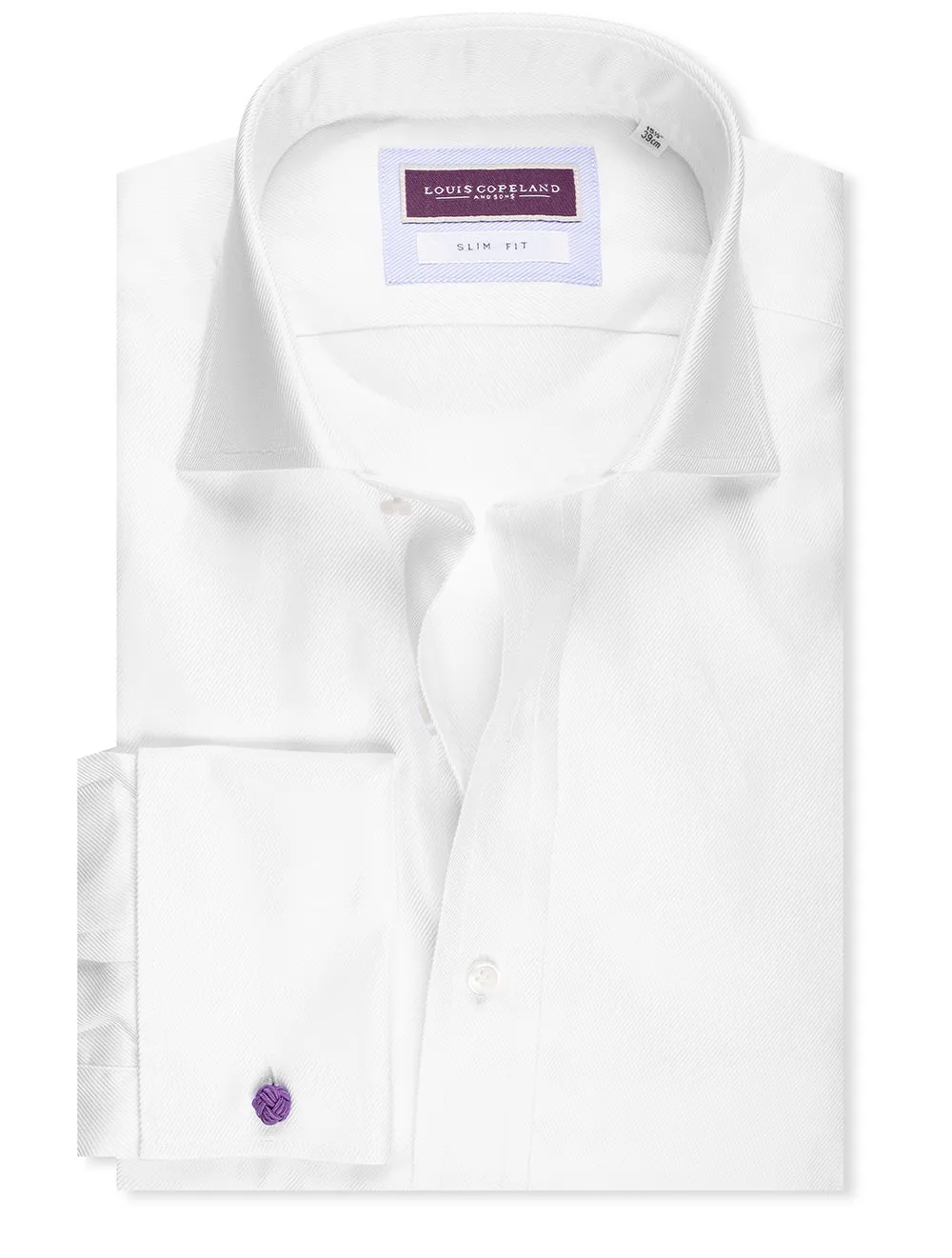 Slim Fit Thomas Mason Köper Doppelmanschette Weiß