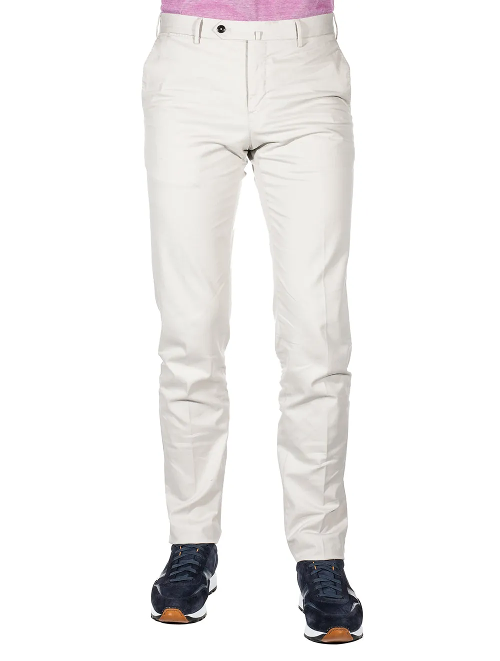 Schlanke Köper-Navy-Chinos in Putty