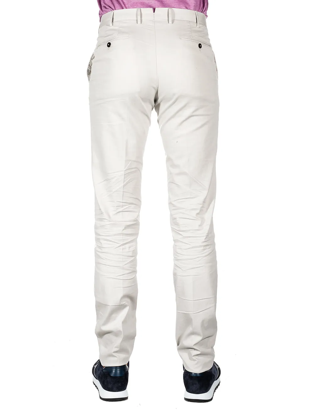 Schlanke Köper-Navy-Chinos in Putty