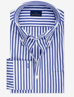 Weich fühlendes Poplin-Hemd mit Knopfleiste in Marineblau