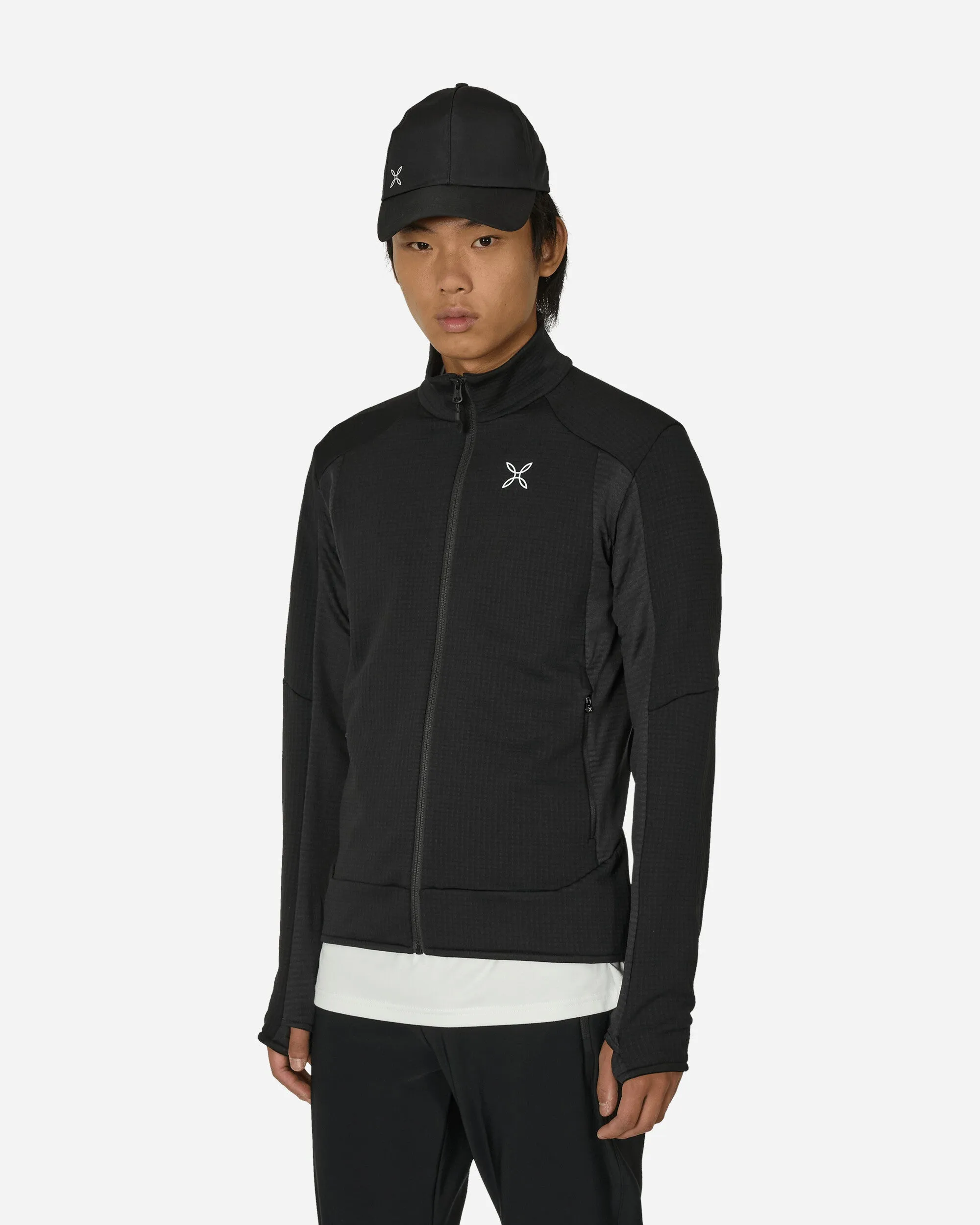 Dehnbare Color-Fleece-Jacke Schwarz
