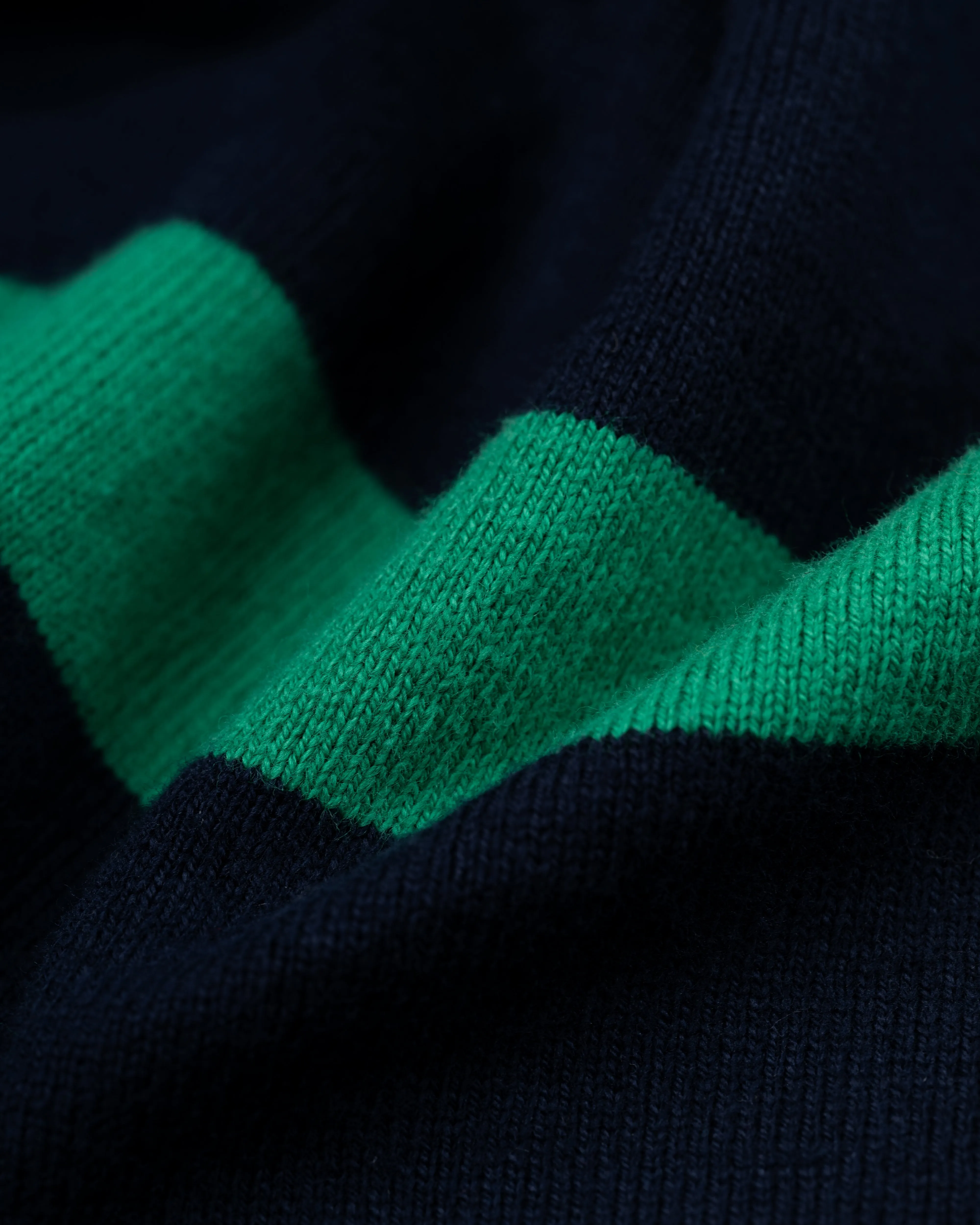 GESTREIFTES RUGBY-HEMD - MARINEBLAU/KELLYGRÜN