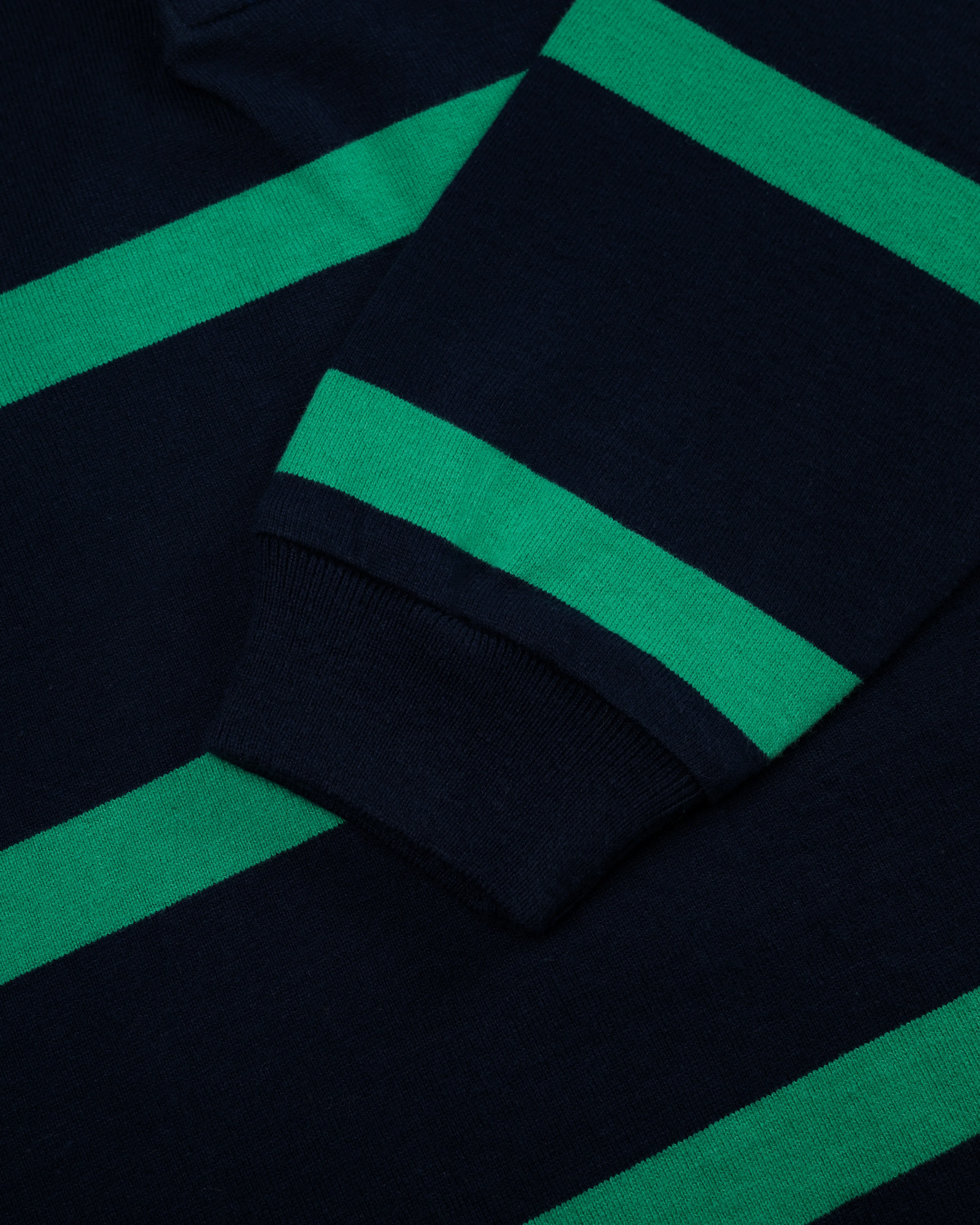 GESTREIFTES RUGBY-HEMD - MARINEBLAU/KELLYGRÜN