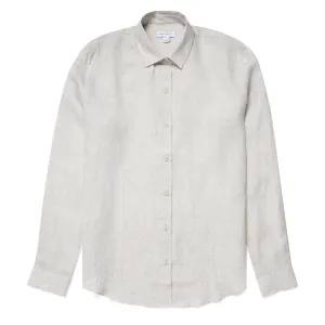 Sunspel Damen Langarm-Shirt Oatmeal Melange Leinen Sunspel Kleidung