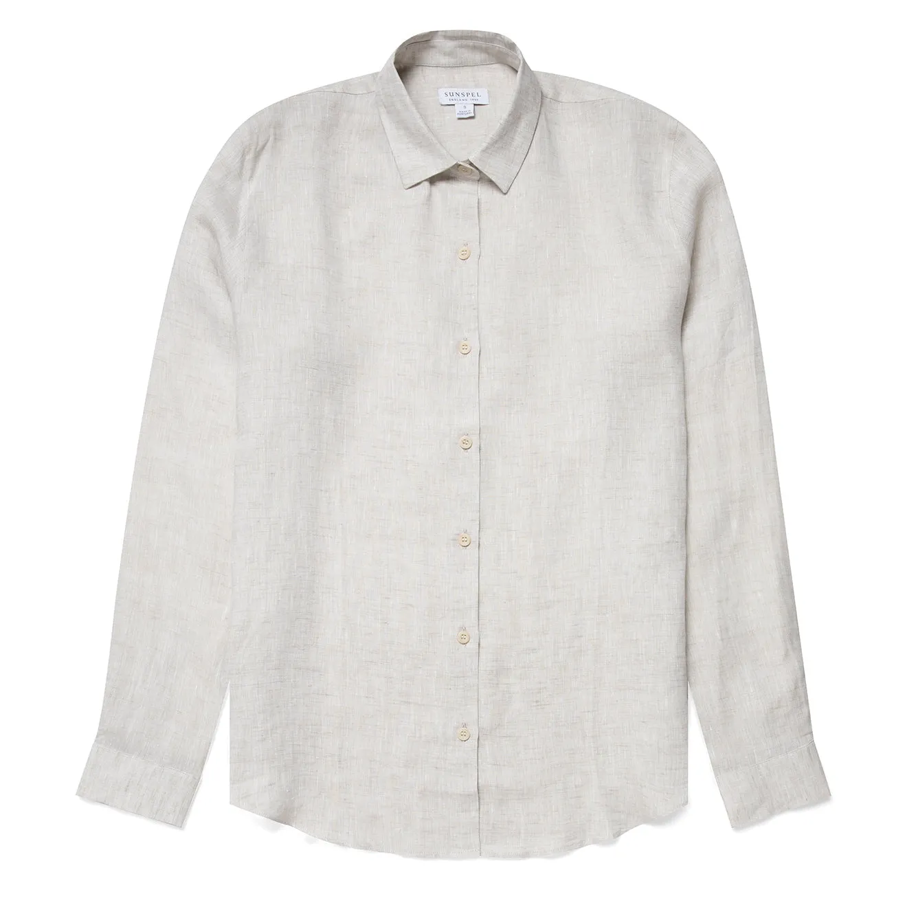Sunspel Damen Langarm-Shirt Oatmeal Melange Leinen Sunspel Kleidung