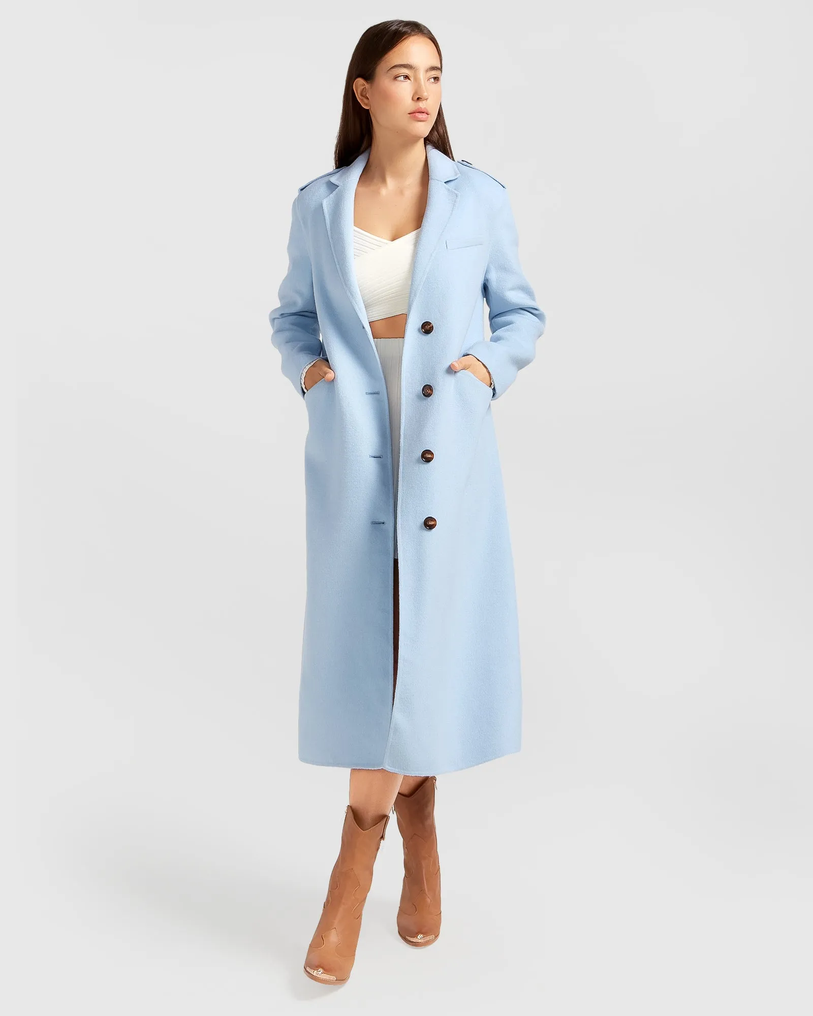Tainted Love Longline Mantel - Himmelblau