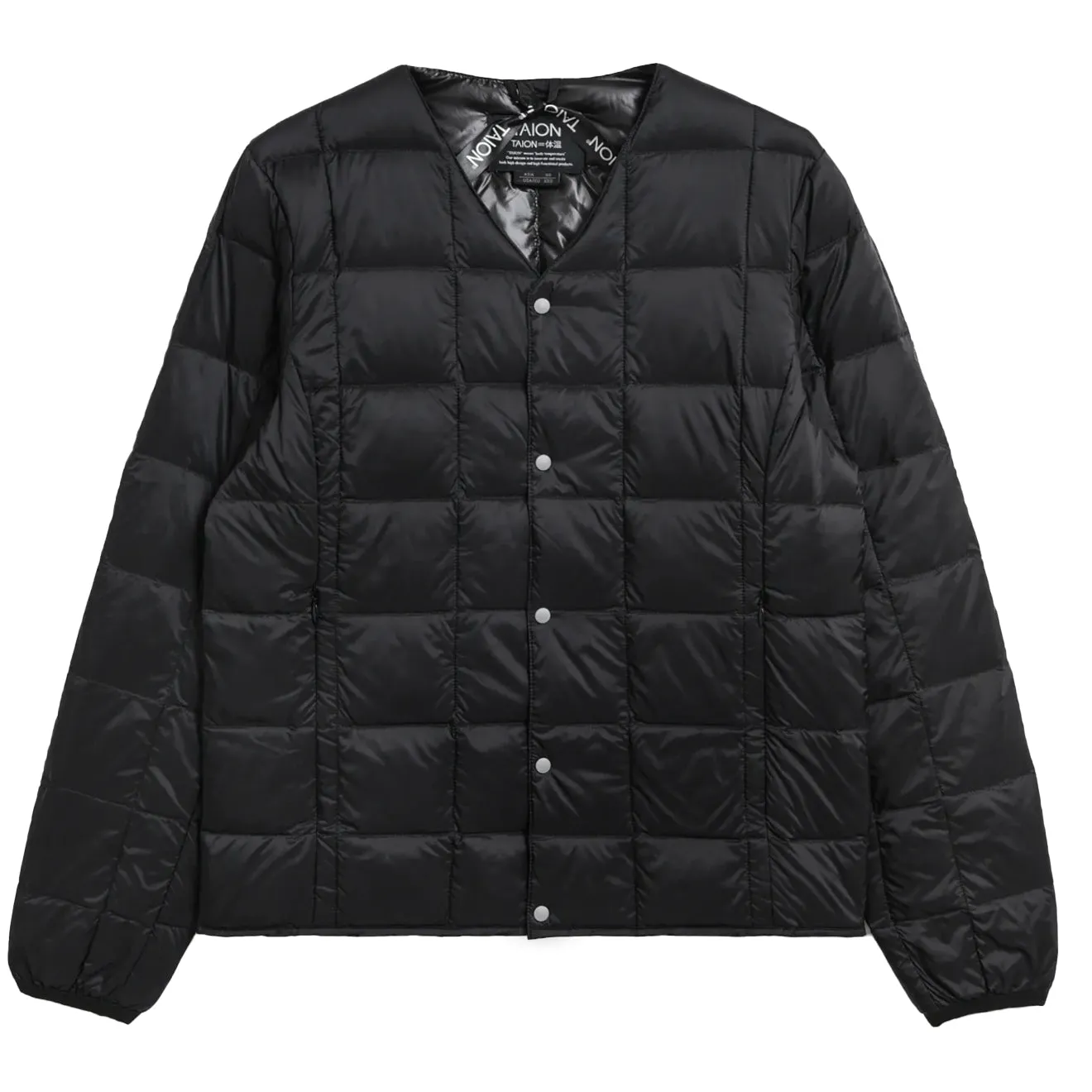 Taion V-Ausschnitt Knopfjacke Schwarz