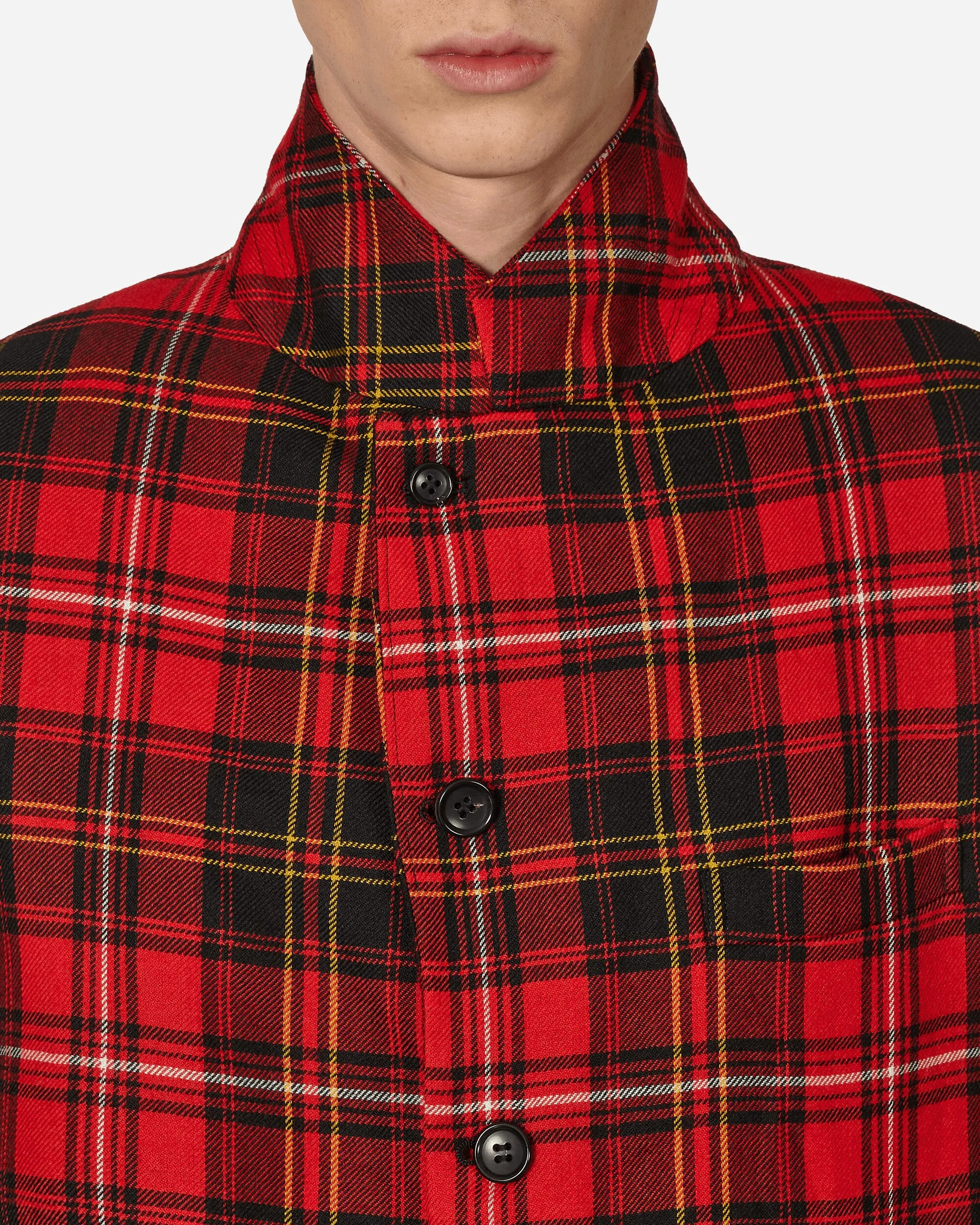Tartan-Ärmel mit Schnallen-Detail Jacke Rot