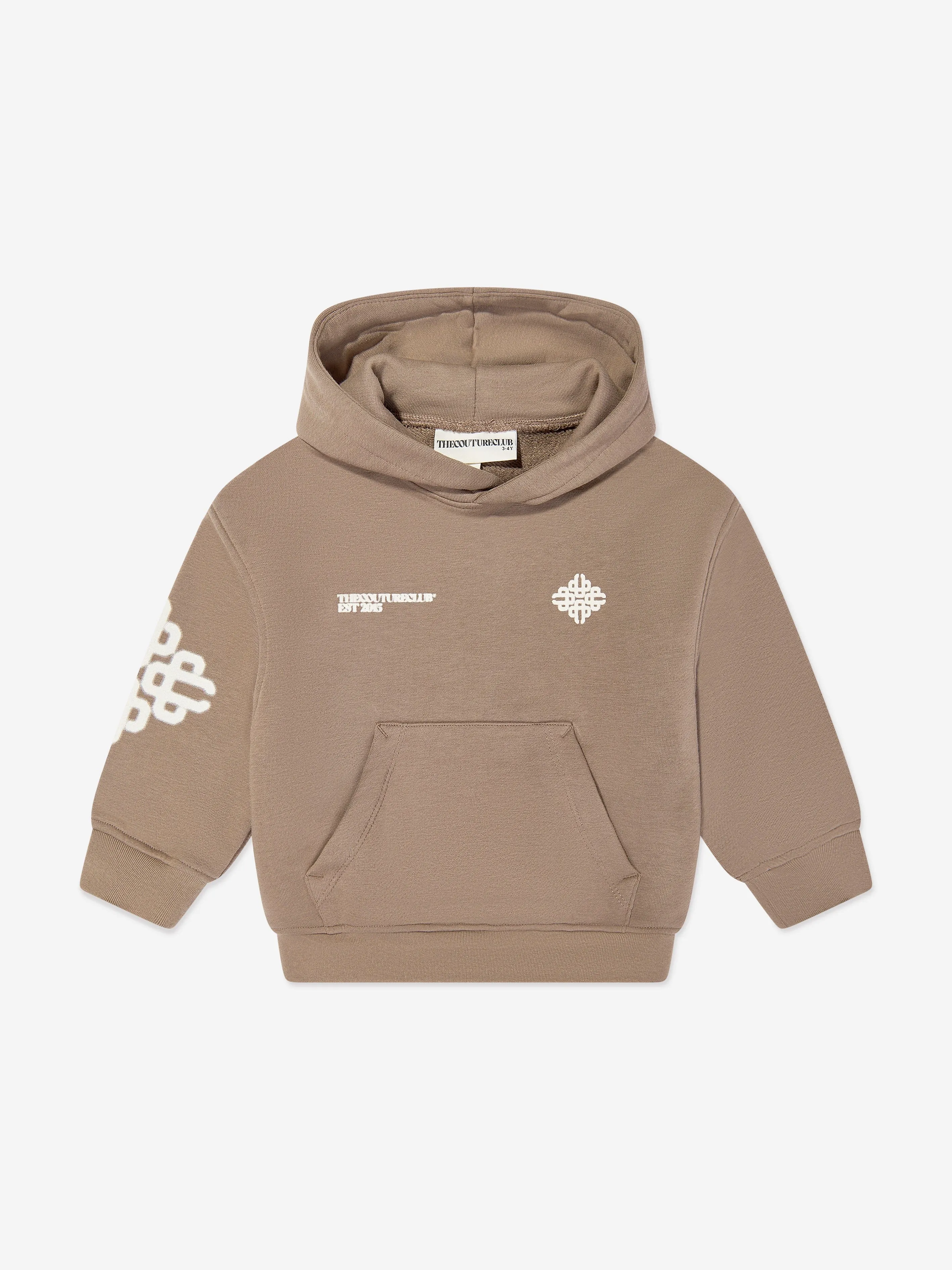 The Couture Club Kids Hoodie mit verschwommenem Emblem-Motiv in Braun