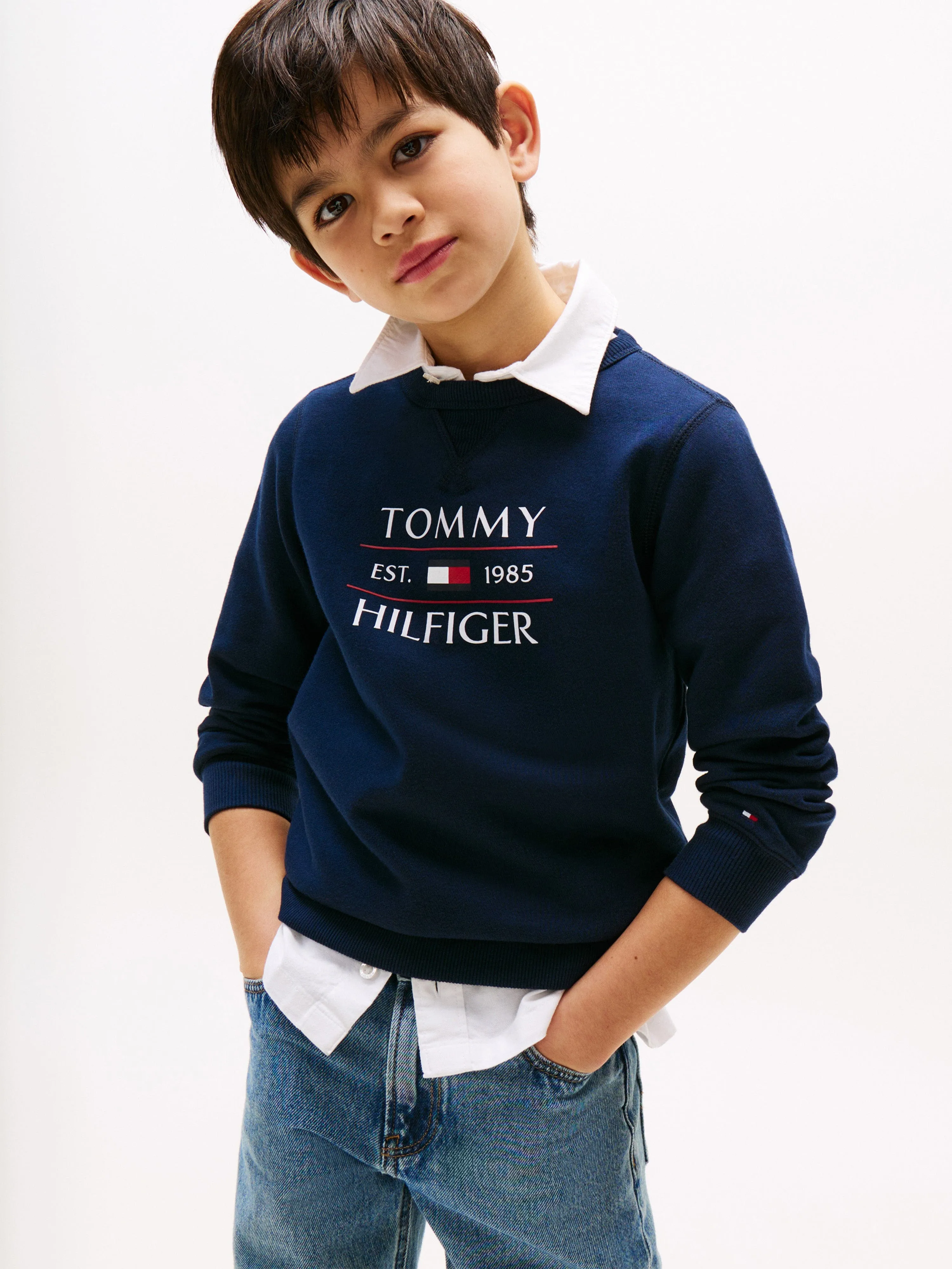 Tommy Hilfiger Jungen Tommy Flag Sweatshirt in Marineblau