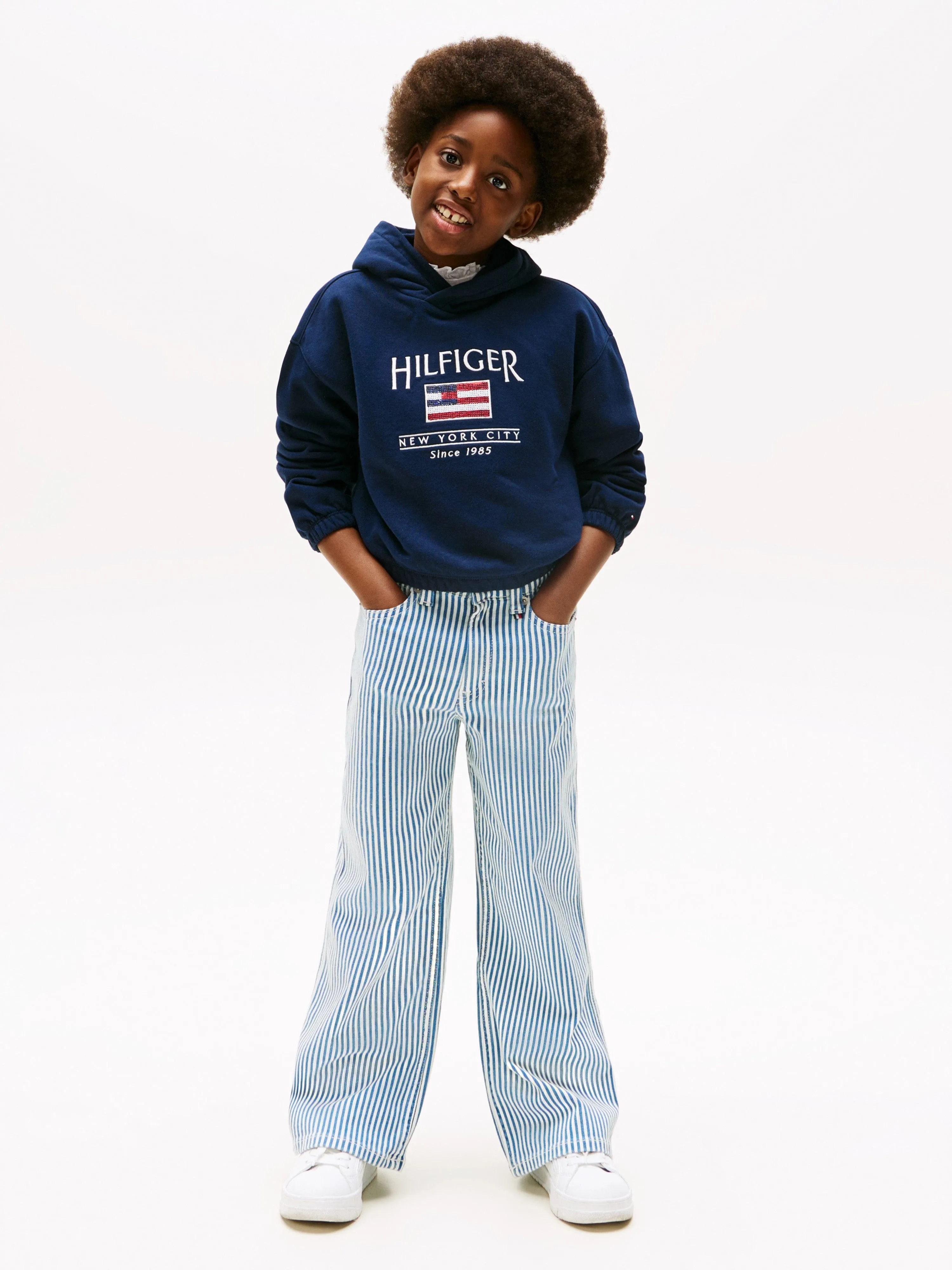 Tommy Hilfiger Mädchen Pailletten Flagge Kapuzenpullover in Marineblau