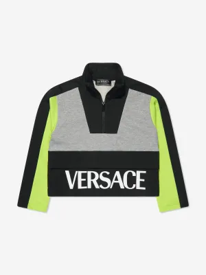 Versace Boys Halbzip-Pullover in Grau