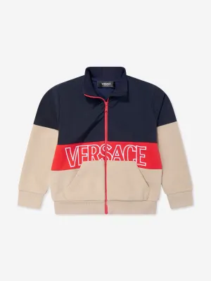 Versace Boys Logo Reißverschluss-Pullover in Mehrfarbig