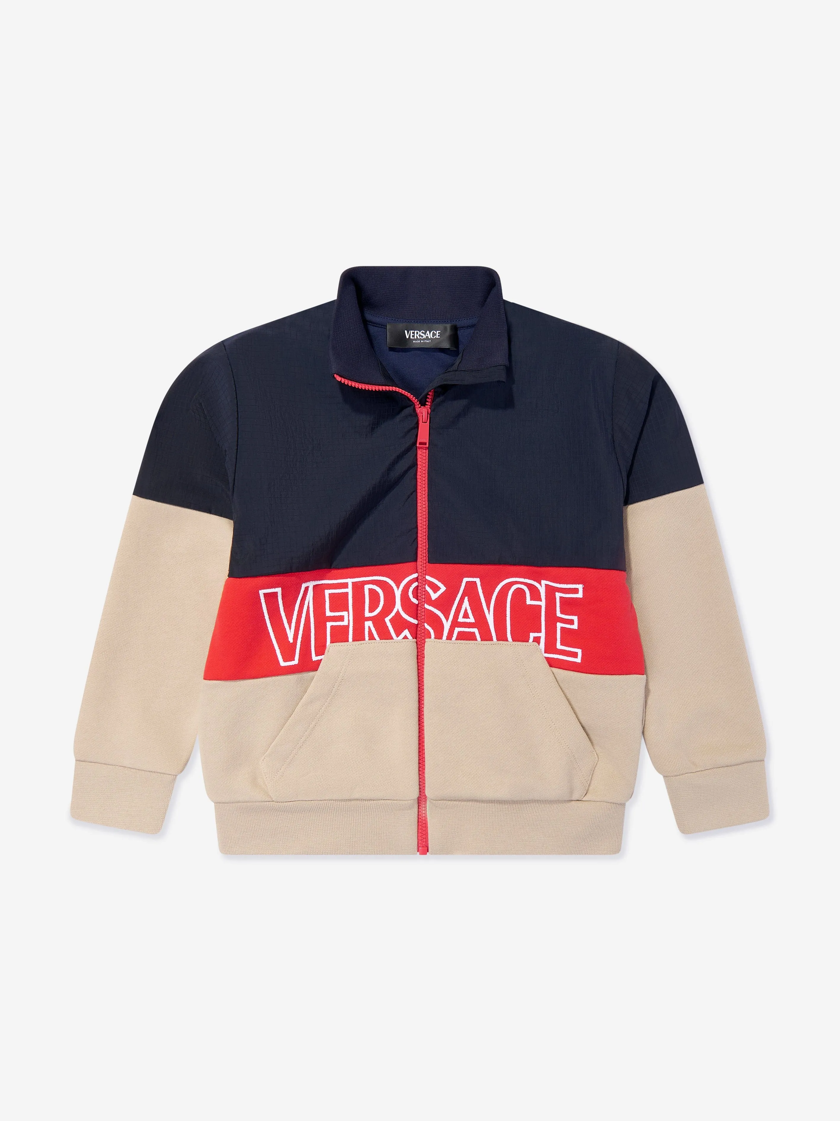 Versace Boys Logo Reißverschluss-Pullover in Mehrfarbig