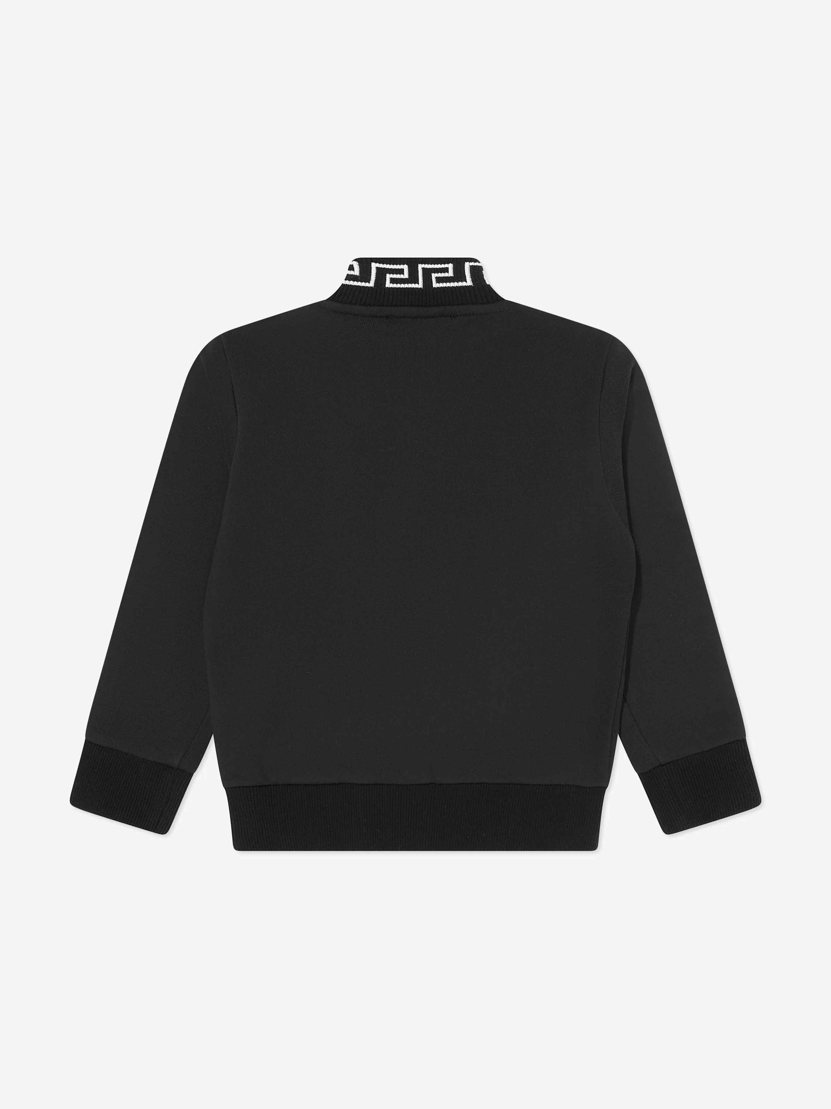 Versace Boys Medusa Logo Reißverschluss-Pullover in Schwarz