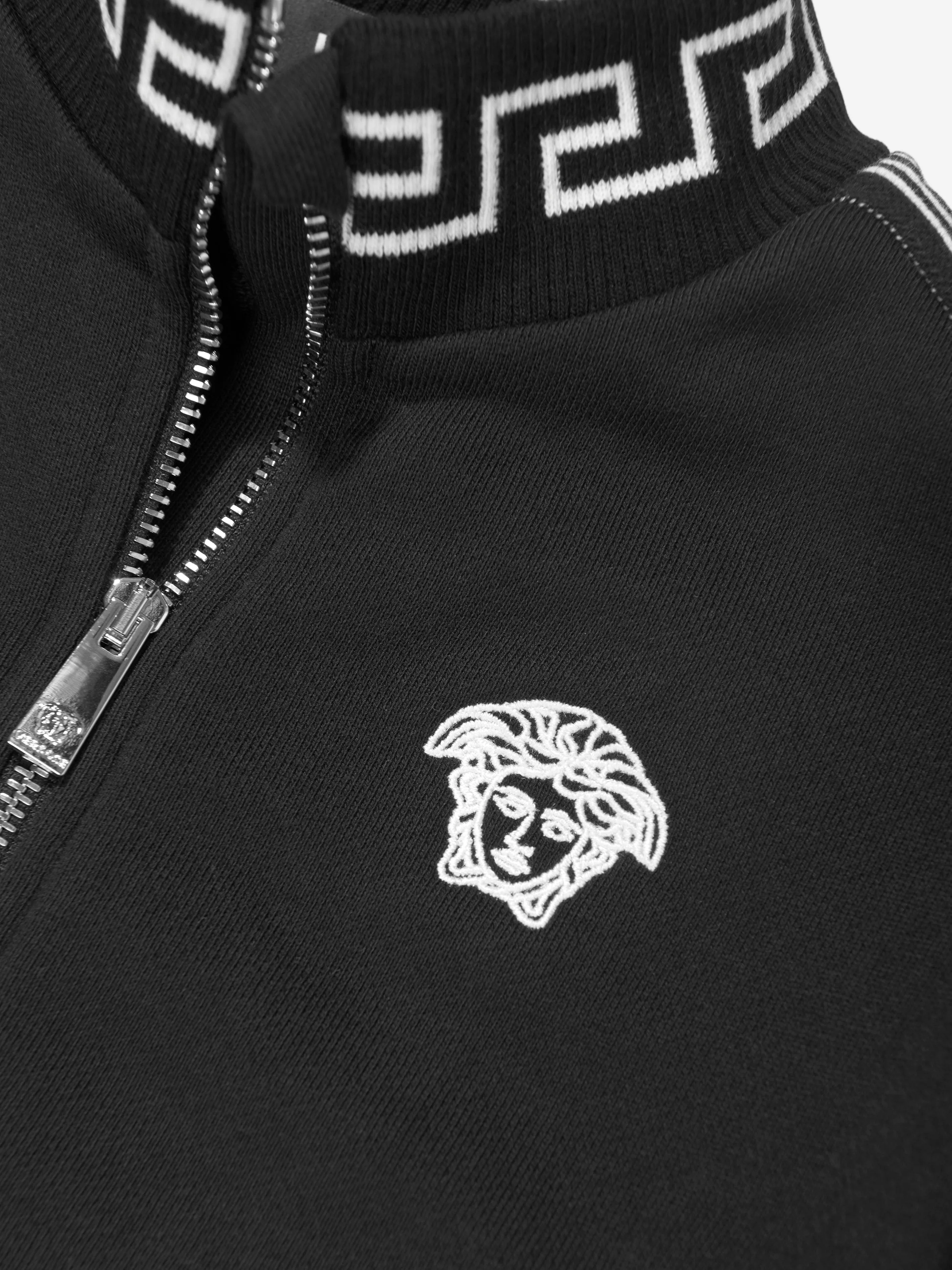 Versace Boys Medusa Logo Reißverschluss-Pullover in Schwarz