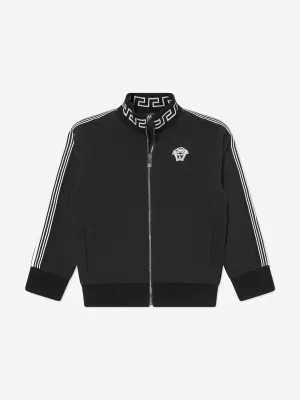 Versace Boys Medusa Logo Reißverschluss-Pullover in Schwarz