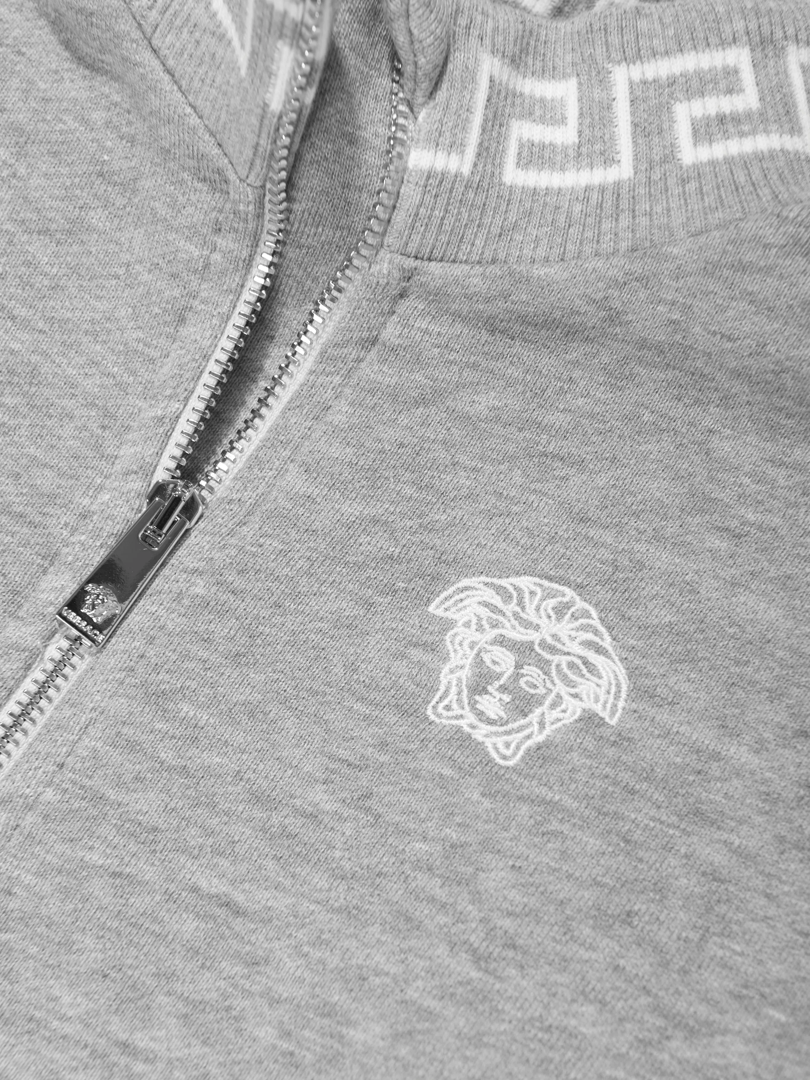Versace Boys Medusa Reißverschluss-Pullover in Grau