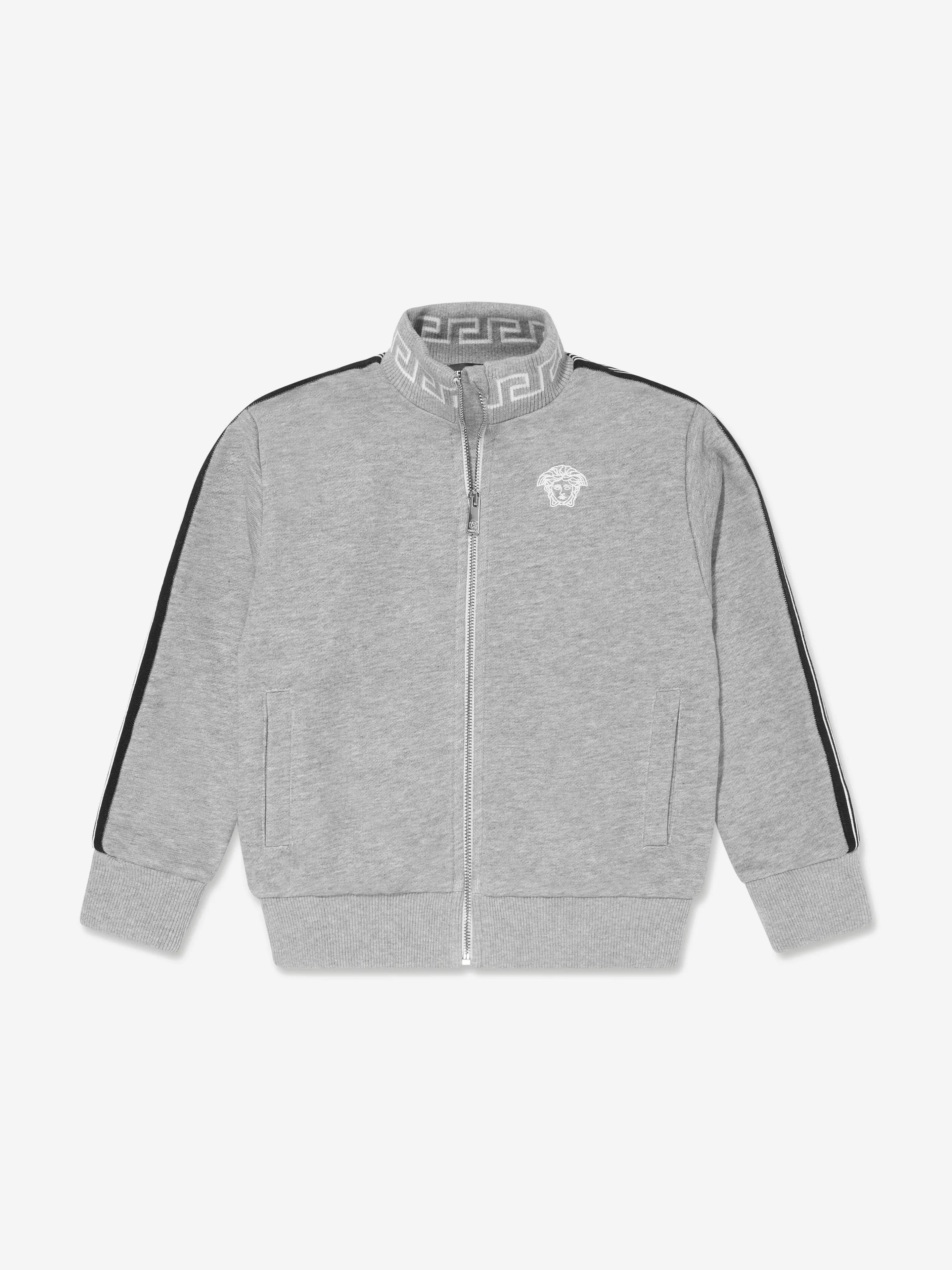 Versace Boys Medusa Reißverschluss-Pullover in Grau