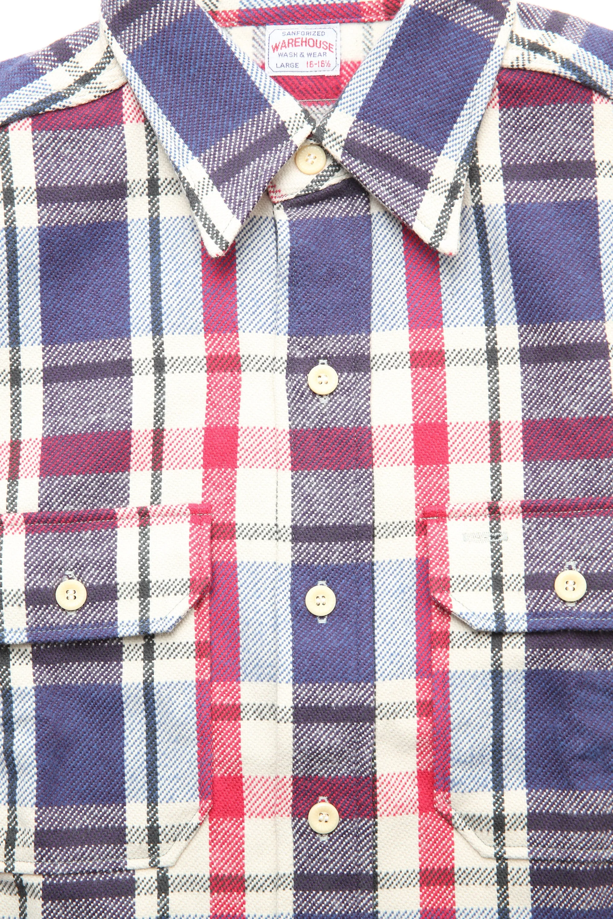 Warehouse & Co Los 3104 Flanellhemd - D-2 Blau (Ungewaschen)