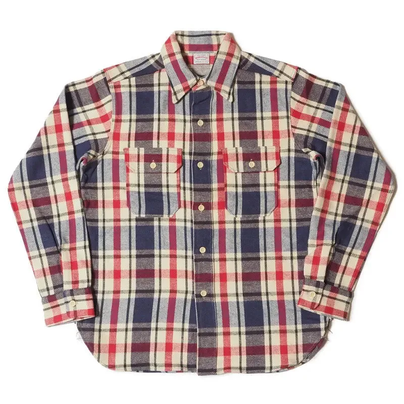 Warehouse & Co Los 3104 Flanellhemd - D-2 Blau (Ungewaschen)