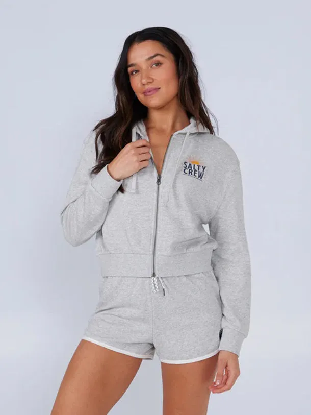 Damen Cruisin Crop Zip Up Hoodie - Athletic Heather