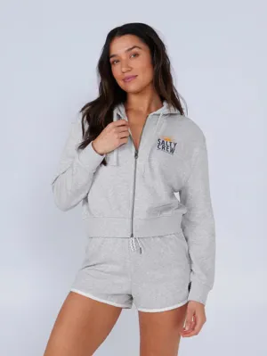 Damen Cruisin Crop Zip Up Hoodie - Athletic Heather