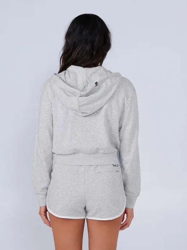Damen Cruisin Crop Zip Up Hoodie - Athletic Heather