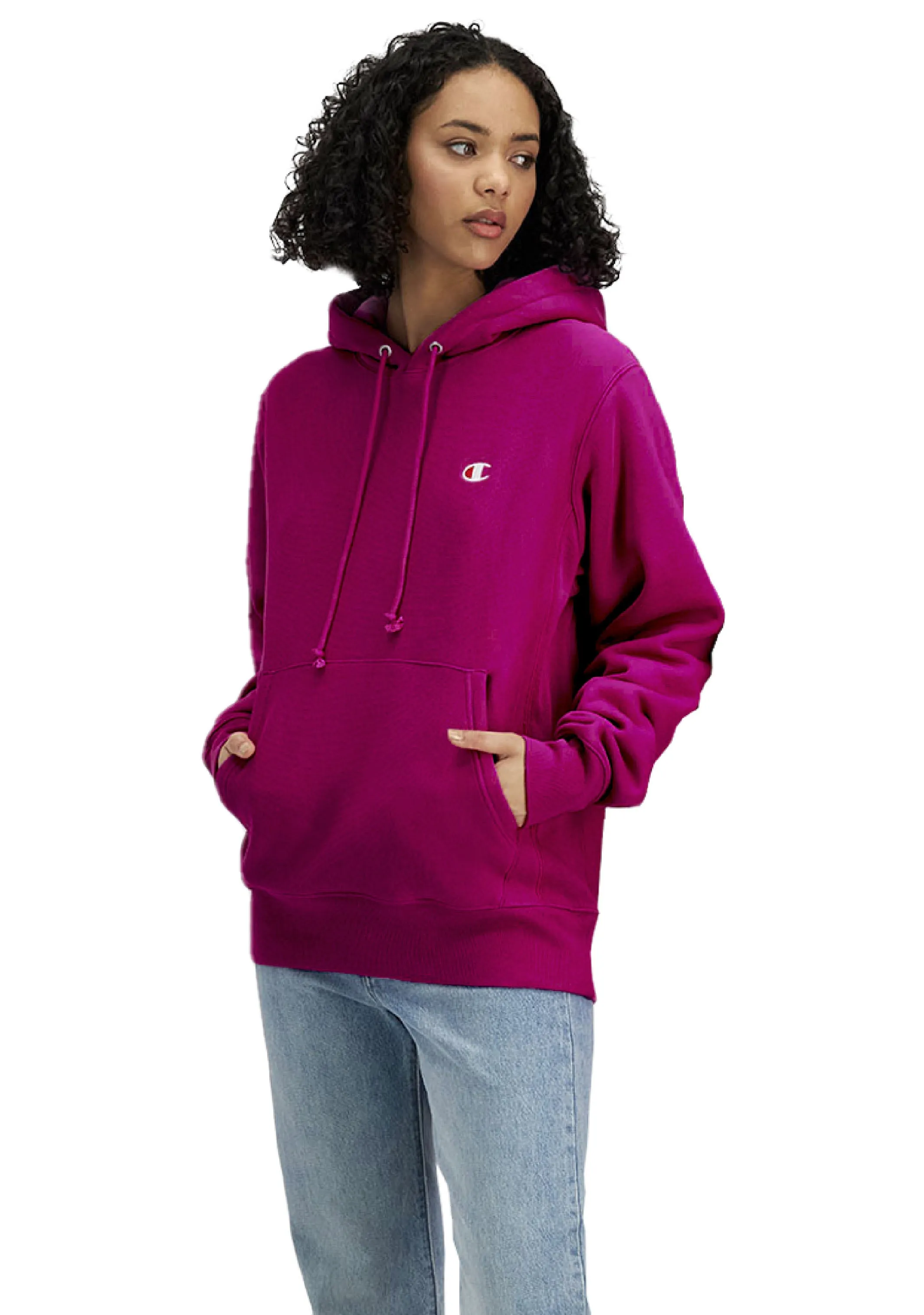 Damen C-Logo Hoodie Boyfriend Fit Pflaume <br> CTH6A1 HMF